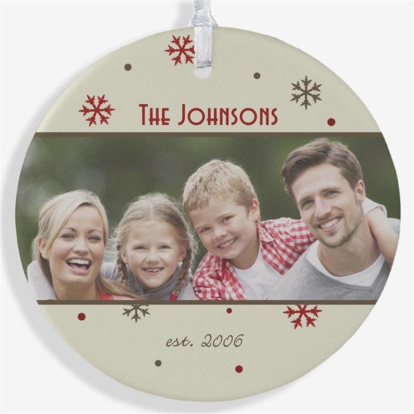 Personalized 2-Sided Photo Christmas Ornament - Snowflake - 15253