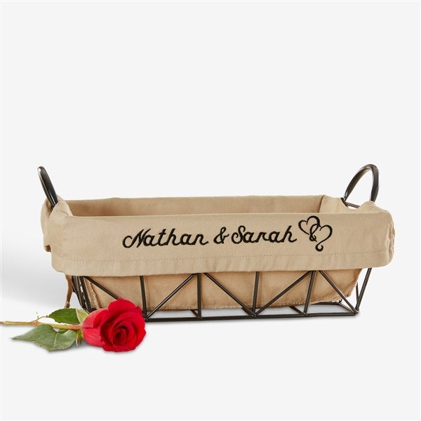 Embroidered Basket Liner - Loving Hearts - 15262