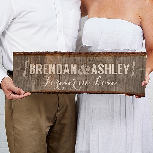 Personalized Basswood Wall Art Sign - Rustic Couple - 15264