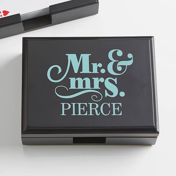Personalized Wood Playing Card Box - Happy Couple - 15296