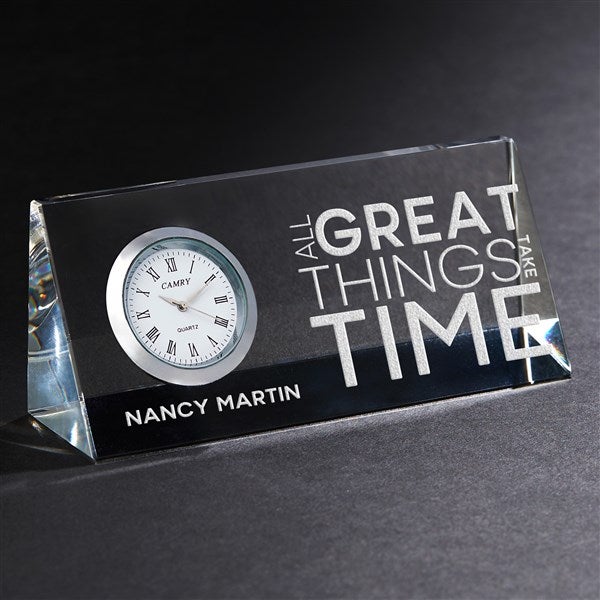 Personalized Crystal Desk Clock Nameplate - Embrace The Future - 15310