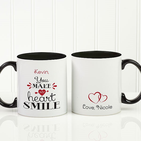 Personalized Romantic Coffee Mug - You Make My Heart Smile - 15314