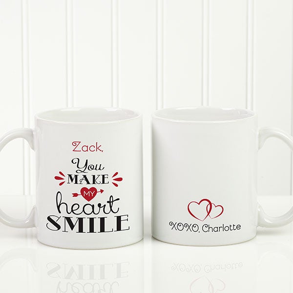 Personalized Romantic Coffee Mug - You Make My Heart Smile - 15314