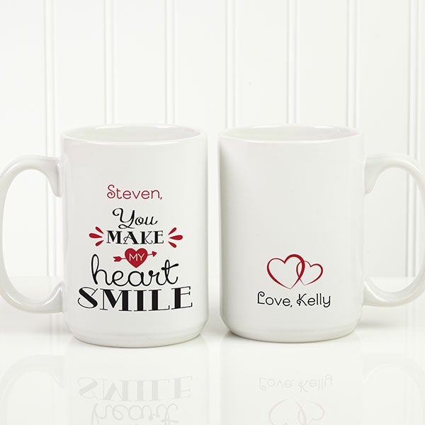 Personalized Romantic Coffee Mug - You Make My Heart Smile - 15314