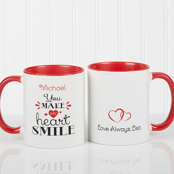 Personalized Romantic Coffee Mug - You Make My Heart Smile - 15314