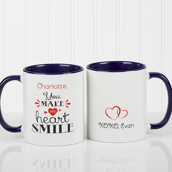 Personalized Romantic Coffee Mug - You Make My Heart Smile - 15314