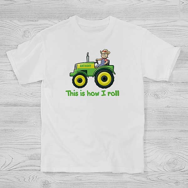 Fotoelektrisch solidariteit Caroline Personalized Farm Tractor Kids T-Shirt