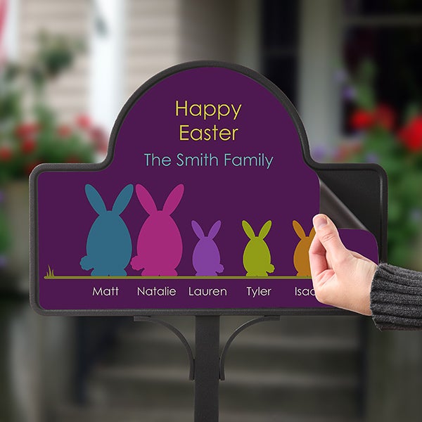 Personalized Garden Stake & Sign - Easter Bunny Family - 15438