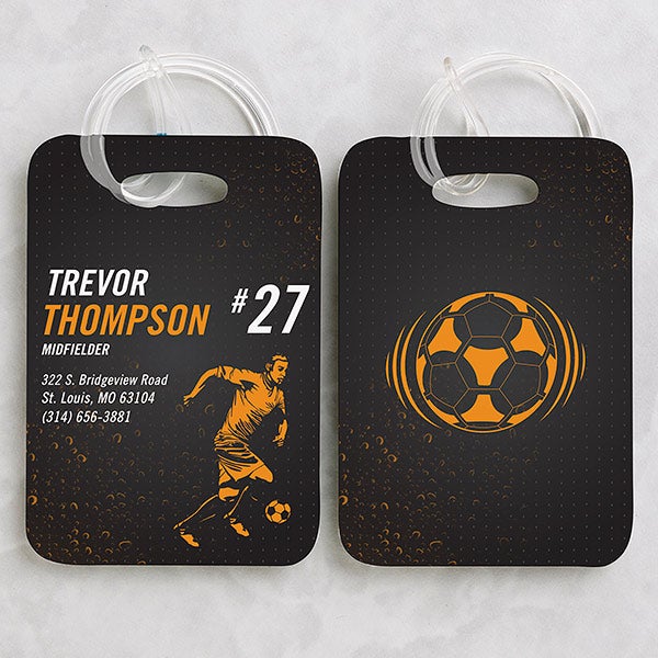 Soccer Logo Bag Tags. Sports Bag Tag. Personalized Luggage 