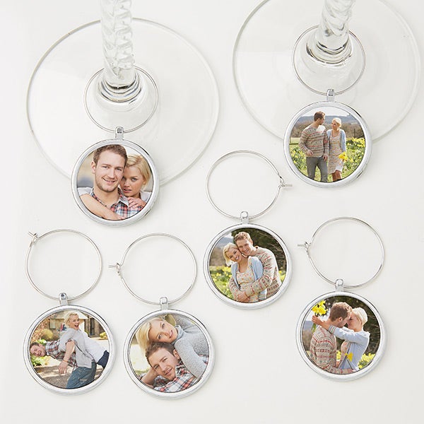 Personalized Photo Wine Charm Set - 6 Pieces - 15445