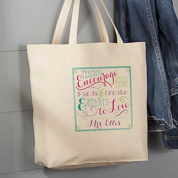 Teacher Quotes Personalized Large Canvas Tote Bag - Teacher Gifts