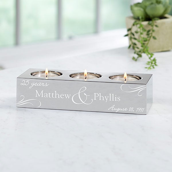 Personalized Anniversary Tea Light Candle Holder - 15498
