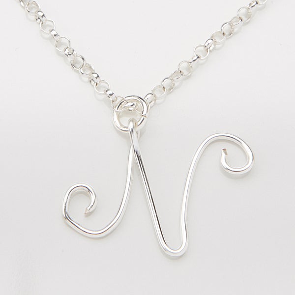 15530D Silver Initial Personalized Wire Necklace
