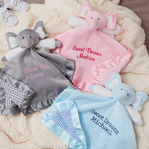 personalized baby elephant blanket