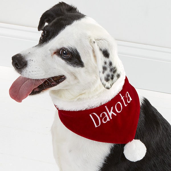 Personalized Velvet Christmas Dog Bandana Santa Paws Small