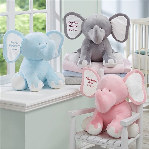 Personalized Cubbie Personalized Stuffed Animal Grey Elephant Birthday Gift Embroidered Gift Gift for Baby Personalized Baby Gift