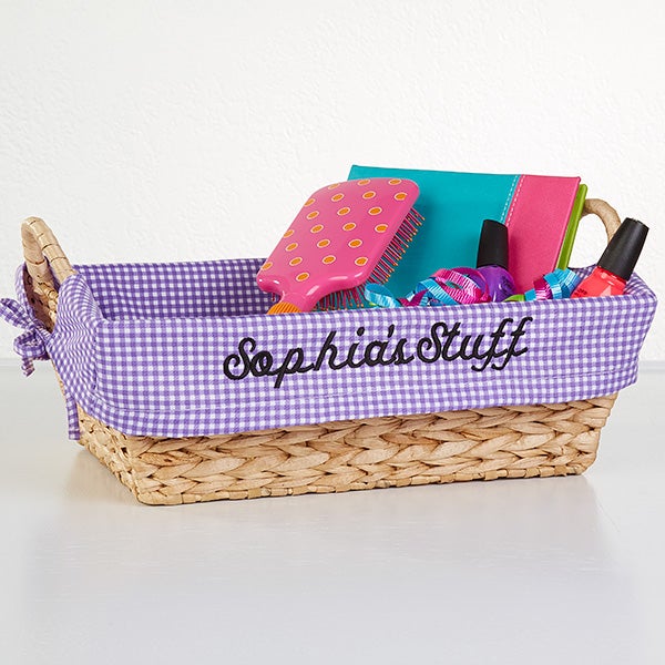 Embroidered Check Basket Liner Sassy Girl