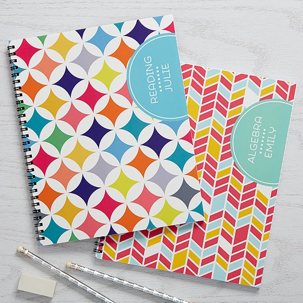 Personalized Large Subject Notebooks Set of 2 Geometric Subjects