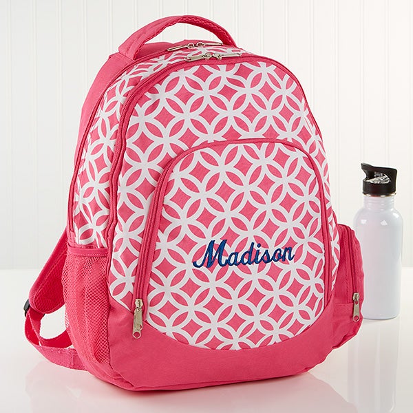 Geo Pink Embroidered Backpack - 15719
