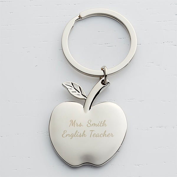 Thank You Gift For Teacher Apple Love Heart Key Ring Pendant Keyring Dad Mom New 