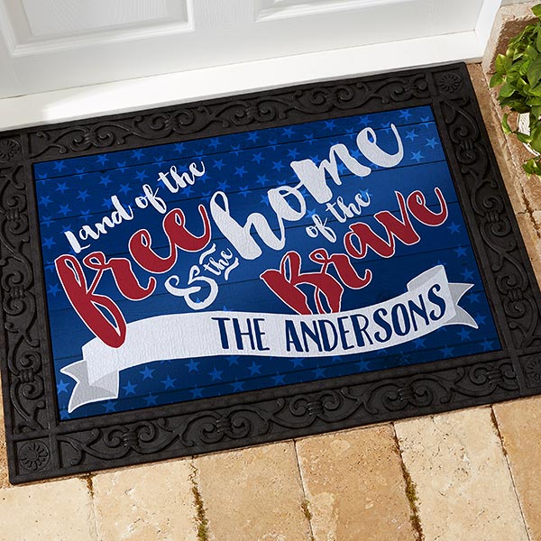 Personalized July 4th Doormat - Land Of The Free - 15773