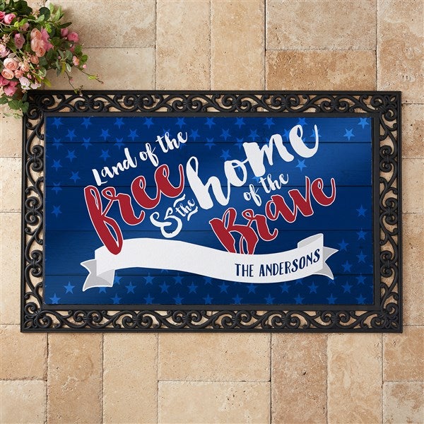 Personalized July 4th Doormat - Land Of The Free - 15773