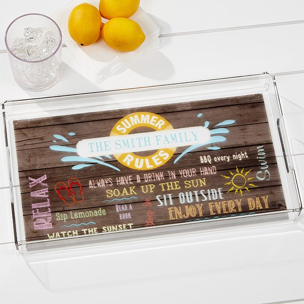 Personalized Acrylic Serving Tray - Summer Rules - 15775