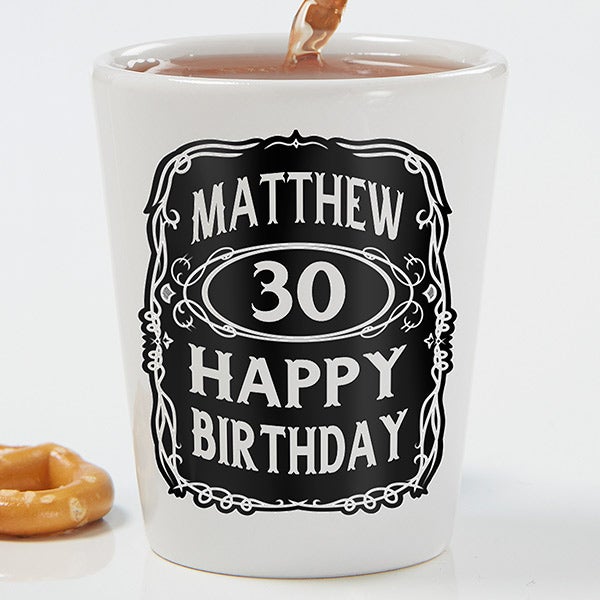 Personalized Birthday Shot Glass Whiskey Label