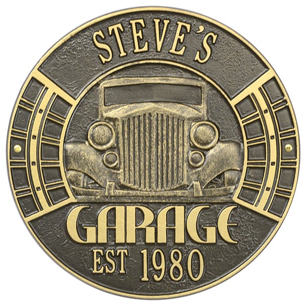 Personalized Aluminum Garage Plaque - Vintage Car - 15807D