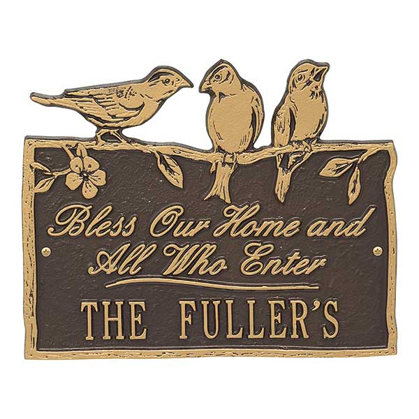 Personalized Aluminum Plaque - Birds On A Branch - 15809D