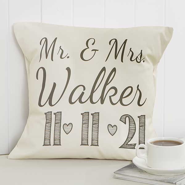 Our Wedding Date Personalized Throw Pillow