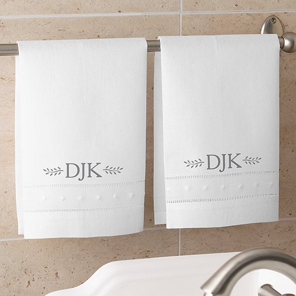 Monogrammed Linen Towels - Meadow Monogram - 15845