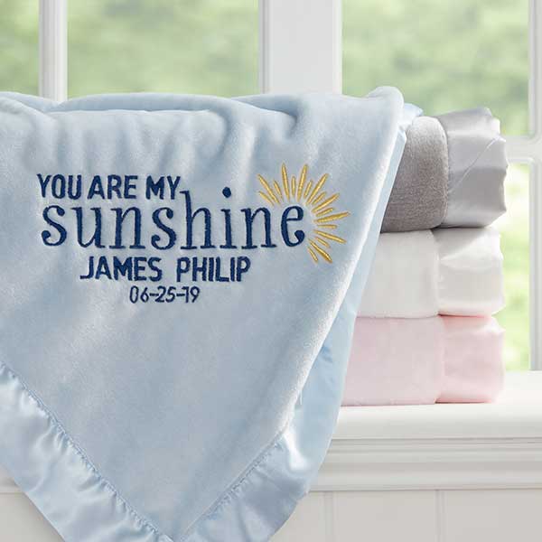Embroidered Baby Keepsake Blanket You Are My Sunshine