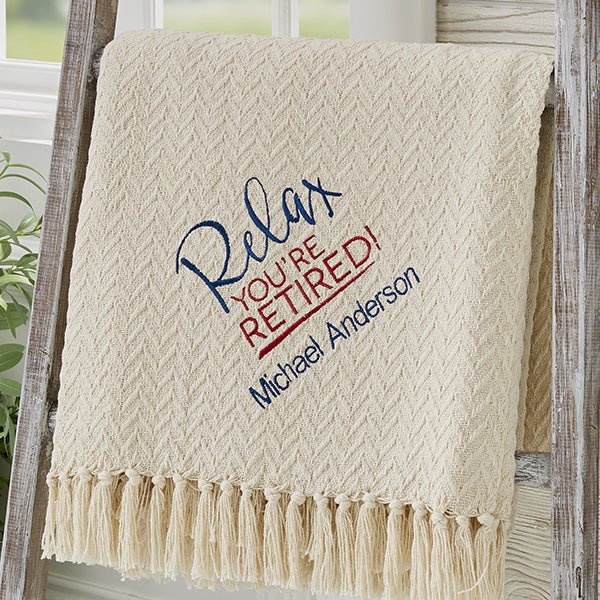 Personalized Retirement Afghan - Relax You're Retired - 15859