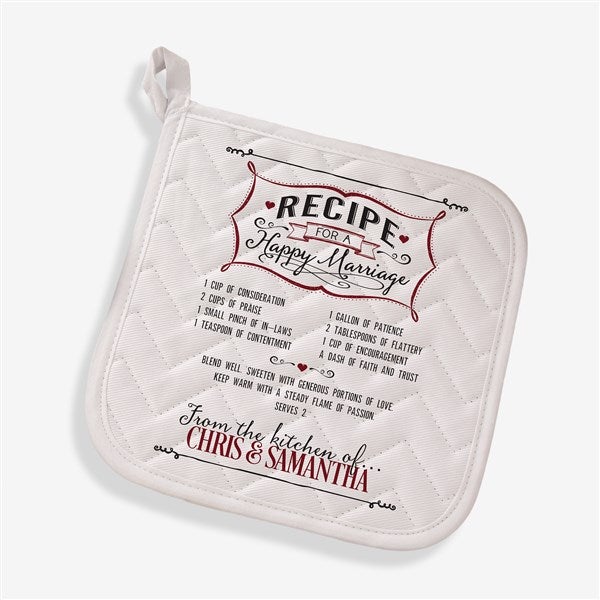 Personalized Wedding Apron & Potholder - Recipe For A Happy Marriage - 15873
