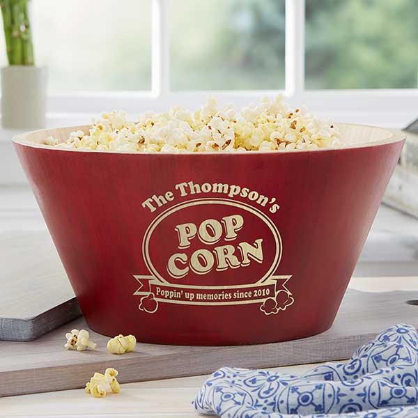 Personalized Bamboo Popcorn Bowls - Popcorn Night - 15898