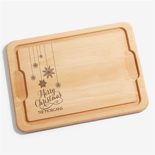Personalized Christmas Maple Cutting Board - Snowflakes - 15910