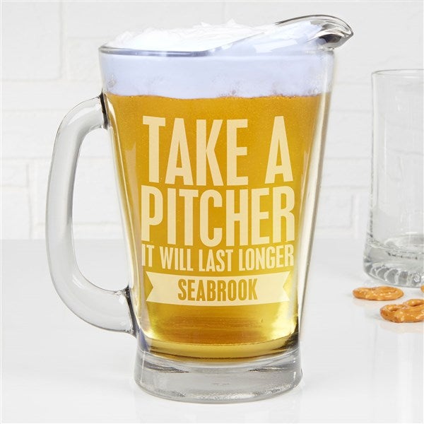 Personalized Deep Etch Beer Pitcher Beer Quotes