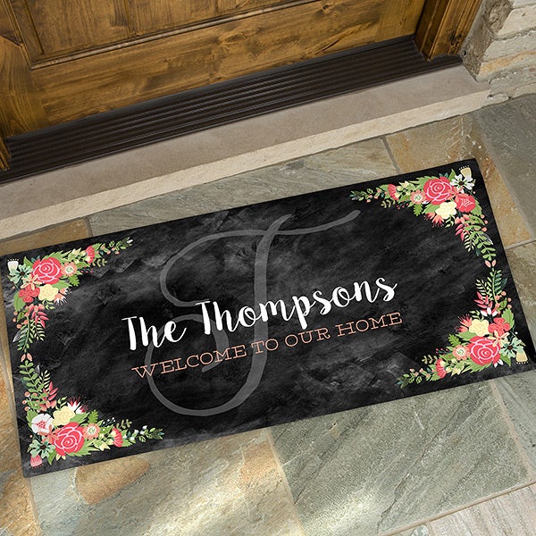 Personalized Doormat - Floral Welcome - 15969