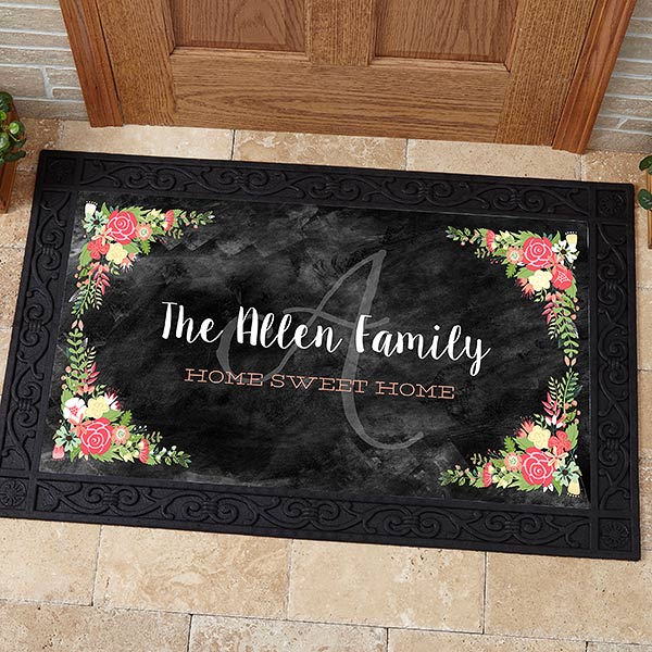 Personalized Doormat - Floral Welcome - 15969