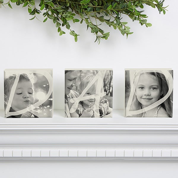 Personalized Photo Shelf Blocks Set Of 3 - DAD - 15997