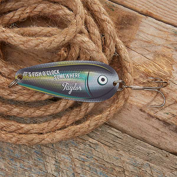 Personalized Fishing Custom Engraved Lure Hooked on you Gift Favorite catch 