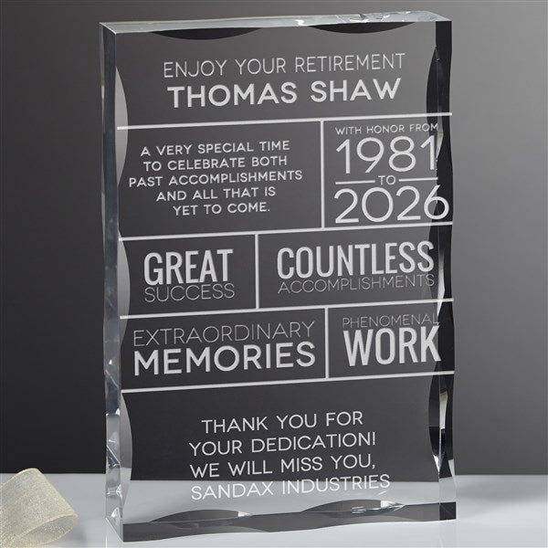 Personalized Retirement Keepsake Block - 16033