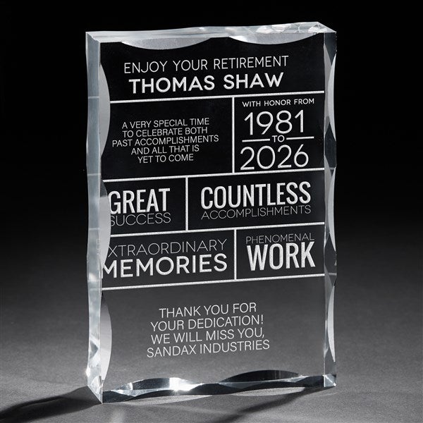 Personalized Retirement Keepsake Block - 16033