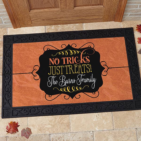Custom Halloween Doormat No Tricks, Just Treats