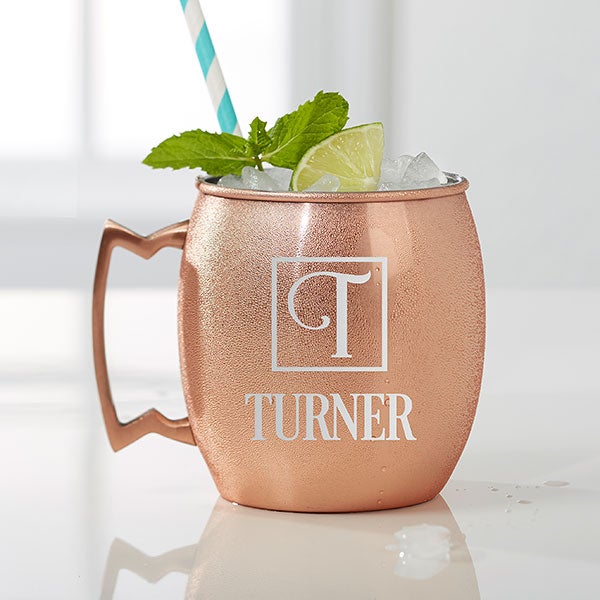 Personalized Copper Moscow Mule Mug Square Monogram