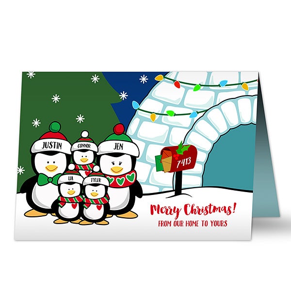 Personalized Christmas Cards - Penguin Family - 16090