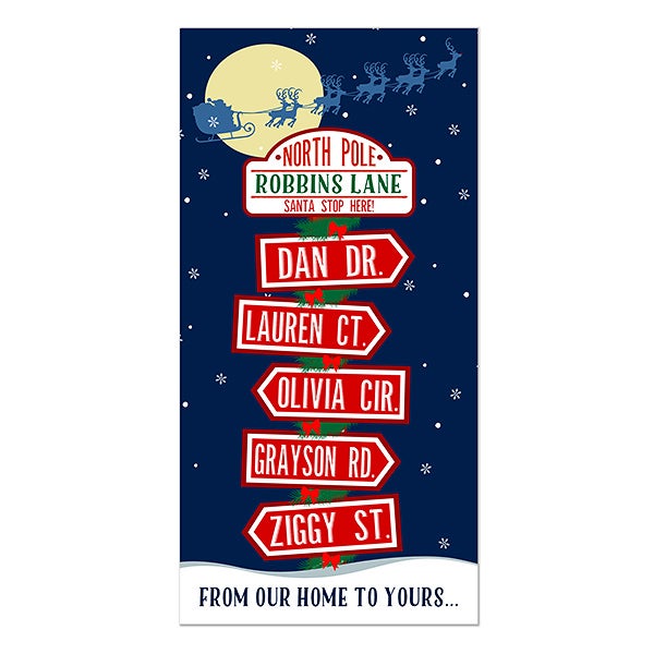 North Pole Family Sign Personalized Holiday Postcards - 16103