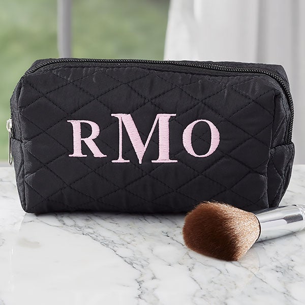 Embroidered Quilted Cosmetic Bag