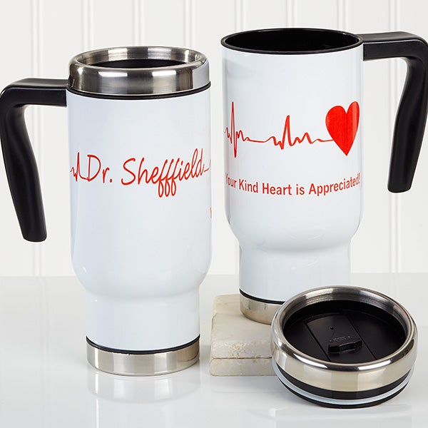 Personalized Commuter Travel Mug - The Heart Of Caring - 16176